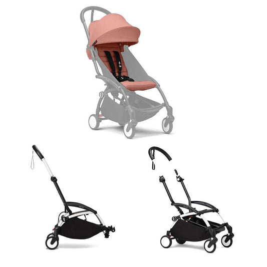 Stokke YOYO3 White Frame & 6+ Ginger Bundle