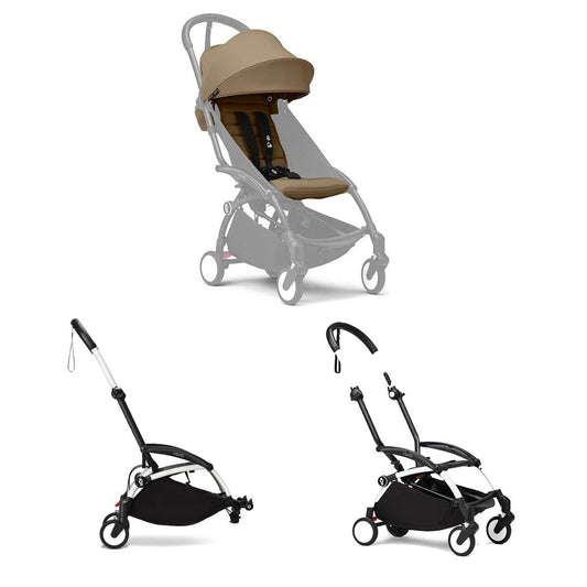 Stokke YOYO3 White Frame & 6+ Toffee Bundle