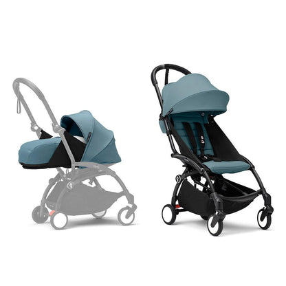 Stokke YOYO3 Black Frame & 0+ & 6+ Aqua Bundle