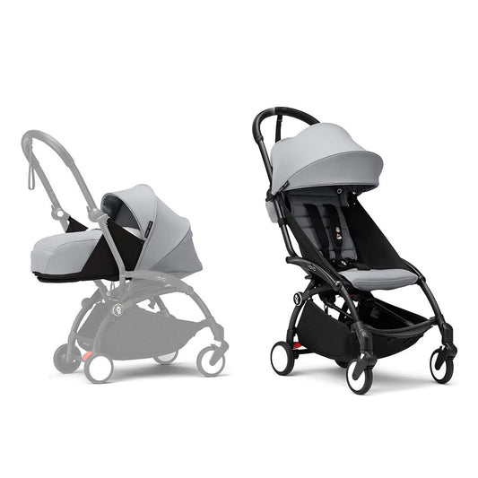 Stokke YOYO3 Black Frame & 0+ & 6+ Stone Bundle