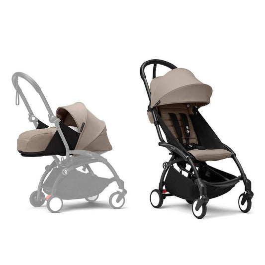 Stokke YOYO3 Black Frame & 0+ & 6+ Taupe Bundle