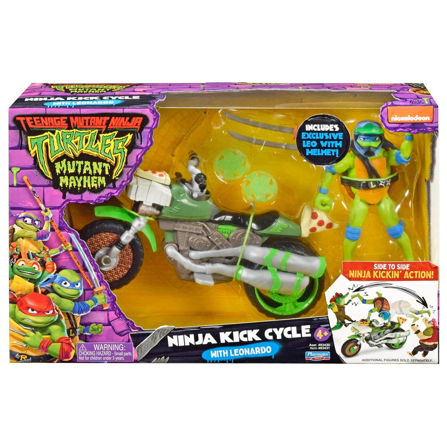 Teenage Mutant Ninja Turtles Action Figures TMNT Ninja Kick Cycle With Leonardo