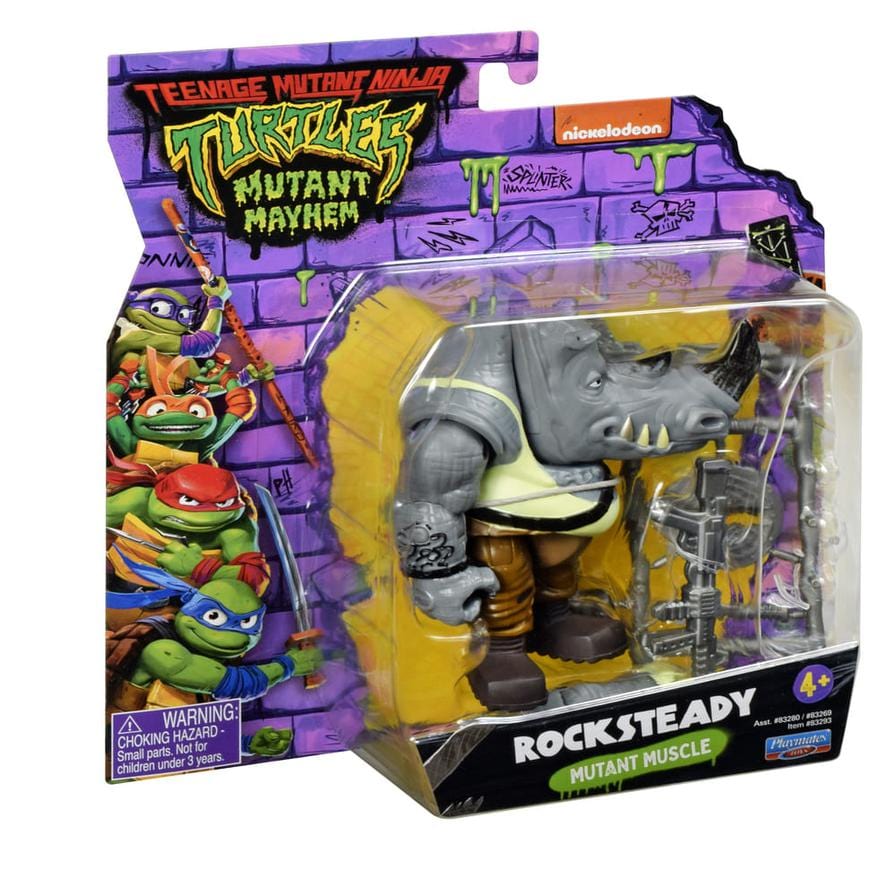 Teenage Mutant Ninja Turtles Action Figures TMNT Rocksteady Mutant Muscle Basic Figure