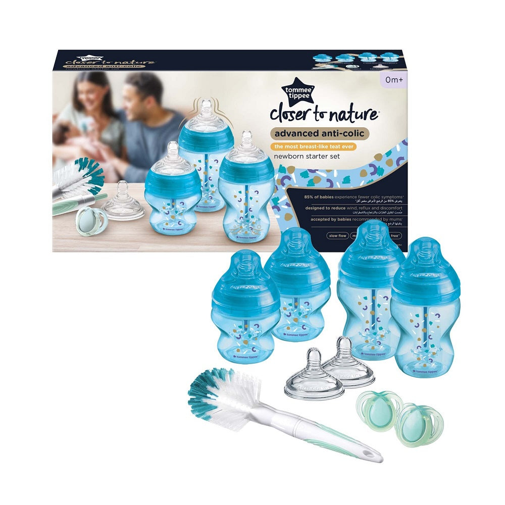 Tommee Tippee - Advanced Anti-Colic Newborn Baby Bottle Starter Kit - Blue