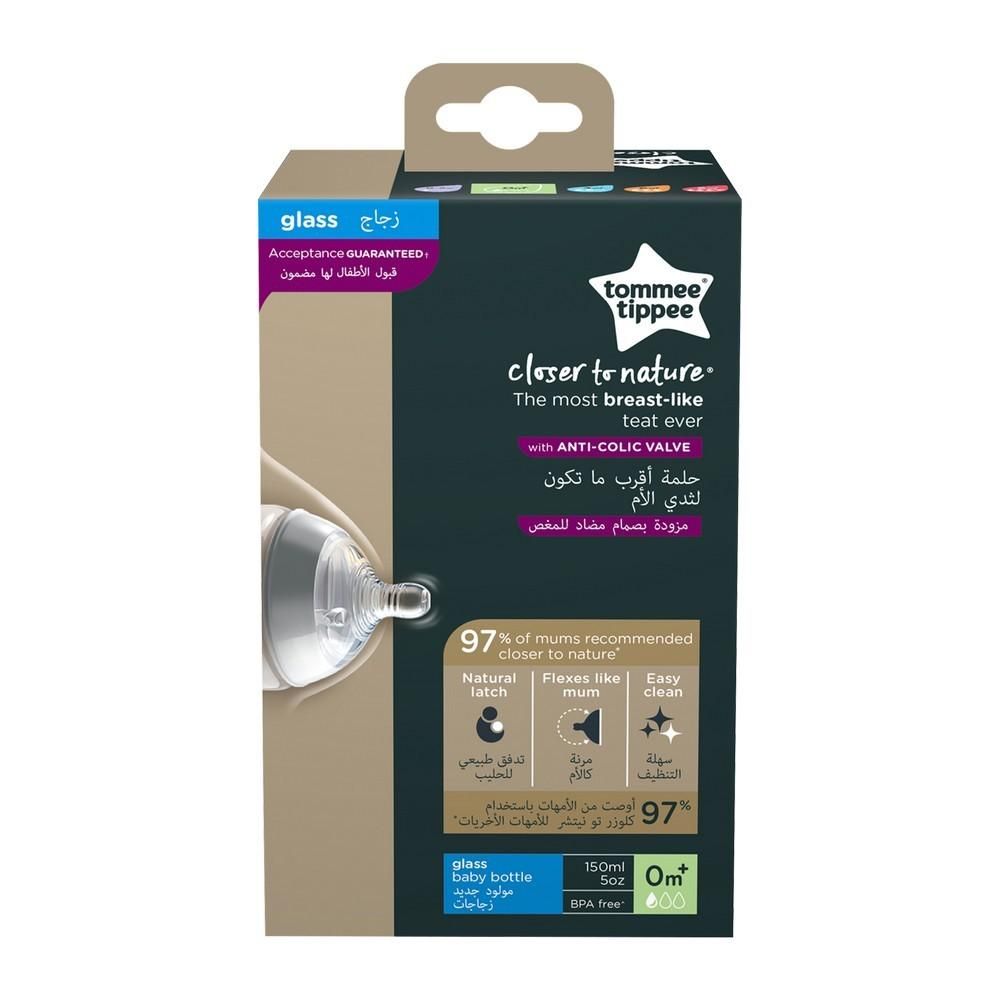 Tommee Tippee - Closer to Nature   Glass Feeding Bottle, 150ml x 1  - Clear