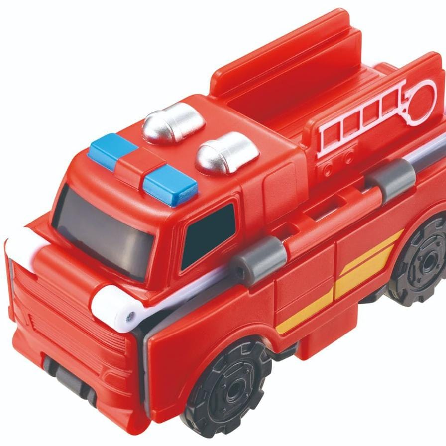 Transracers Car Toys 2-In-1 Flip Vehicle - Fire Engine Car To Transport Vhcl