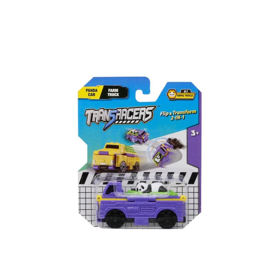 Transracers Car Toys 2-In-1 Flip Vehicle - Panda Car To Weeding Truck