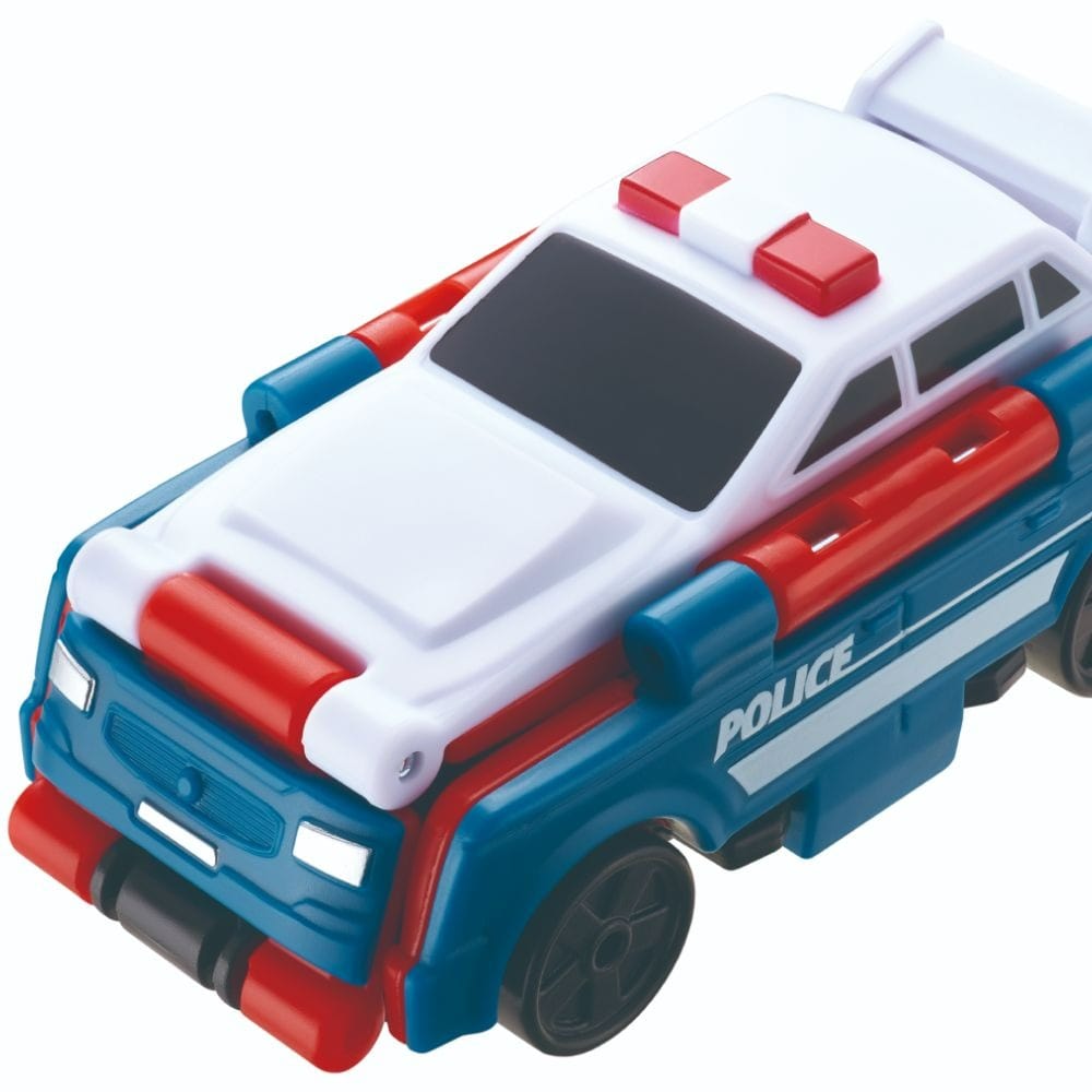 Transracers Car Toys 2-In-1 Flip Vehicle - Police Car To Hi-Speed Rescue Car