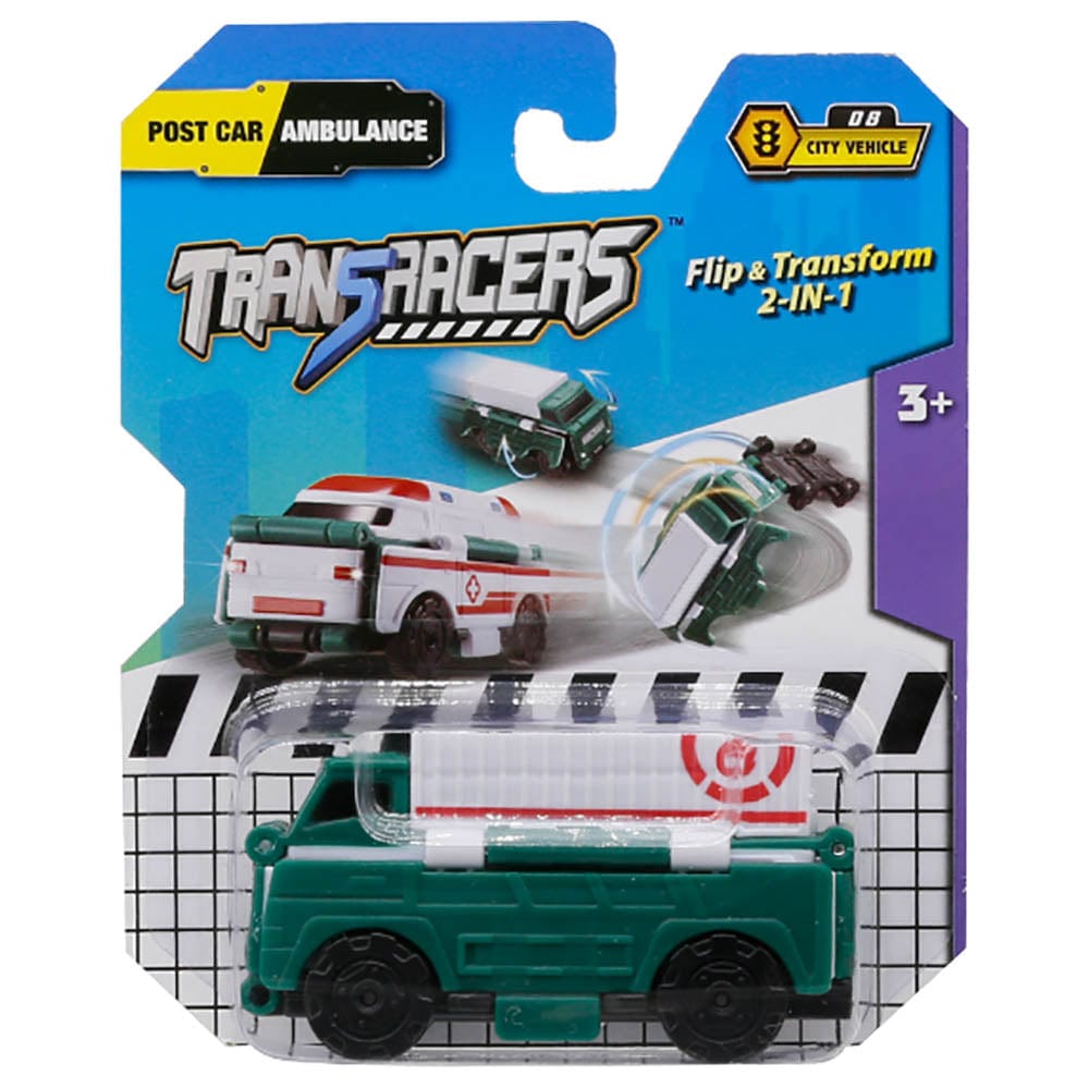 Transracers Car Toys 2-In-1 Flip Vehicle - Speed Train To Ambulance