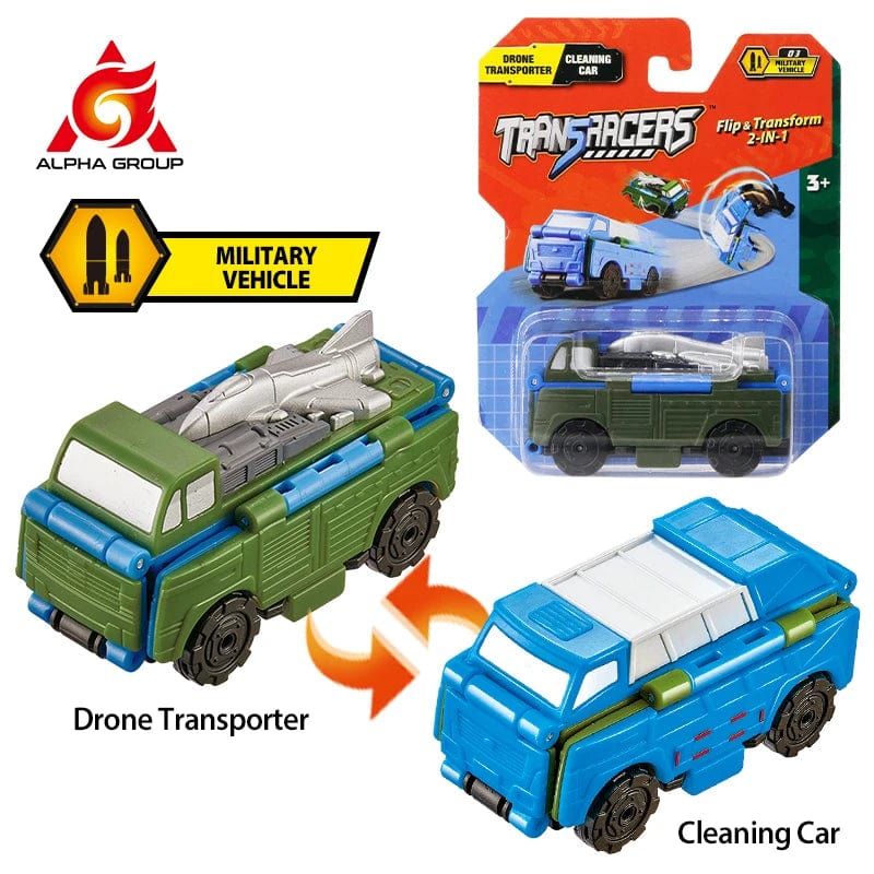 Transracers Car Toys 2-In-1 Flipcars - Drone Transporter & Cleaning Car