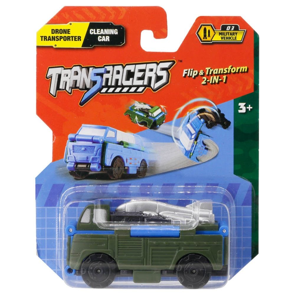 Transracers Car Toys 2-In-1 Flipcars - Drone Transporter & Cleaning Car