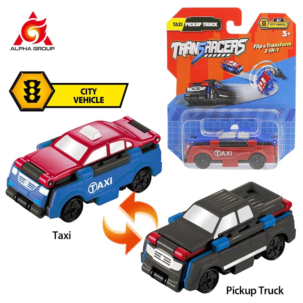 Transracers Car Toys 2-In-1 Transracres - City Vehicle - Taxi & Pickup Truck