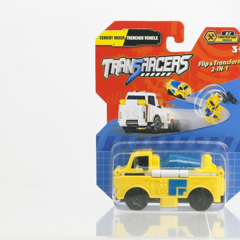 Transracers Car Toys 2-In-1 Transracres Cons Vehicle-Cement Mixer & Trencher Vehicle