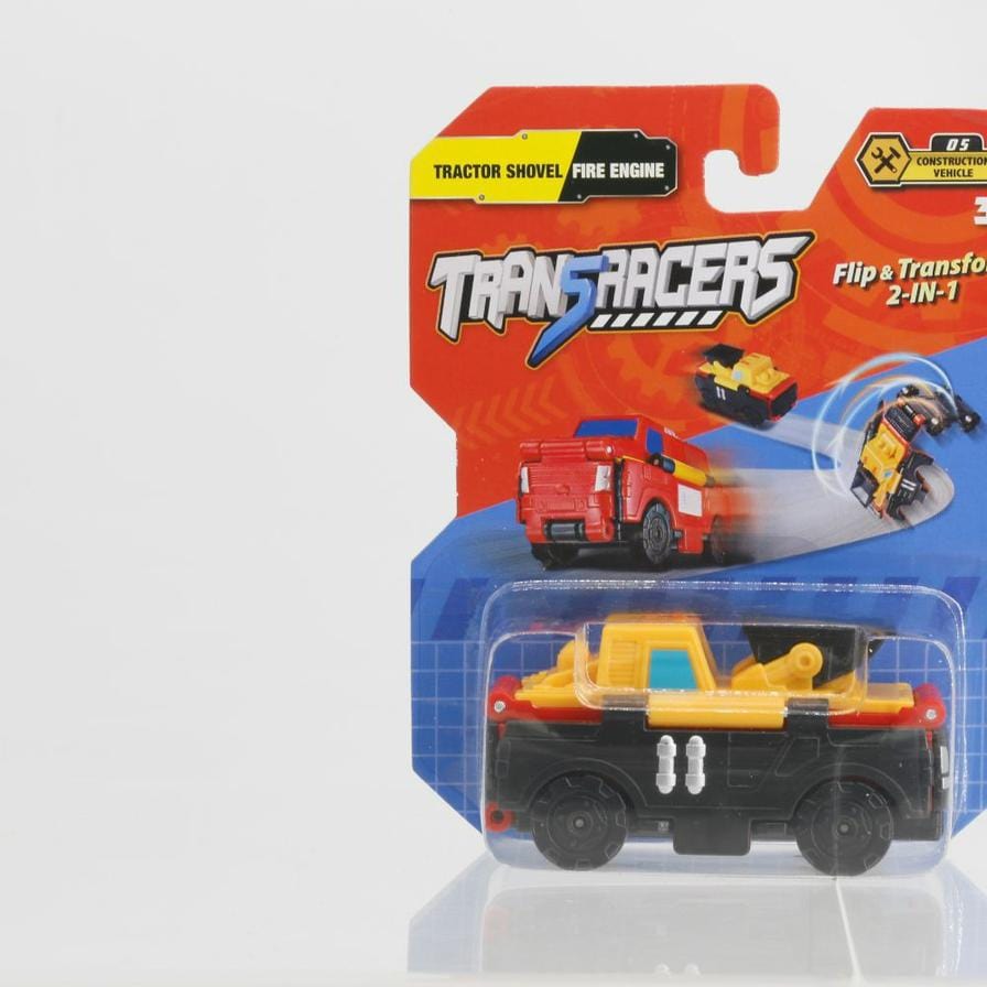 Transracers Car Toys 2-In-1 Transracres - Cons Vehicle - Tractor Shovel & Fire Engine