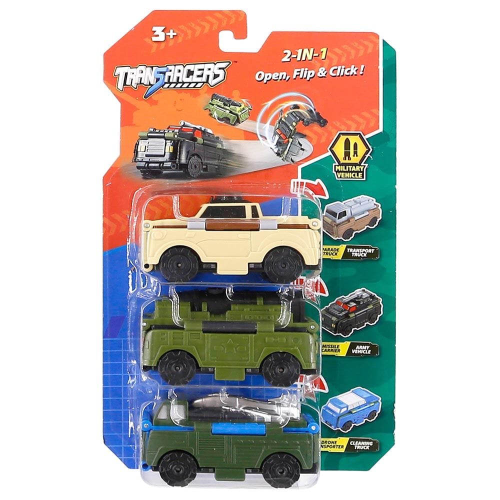 Transracers Car Toys 3Pcs Blister Card Pack Of Military Vehicle