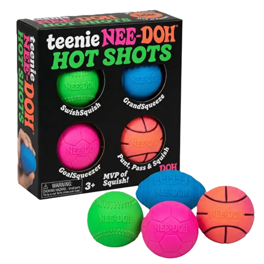 Schylling - NeeDoh Hot Shot Teenie Squishy Stress Ball 4 Pack