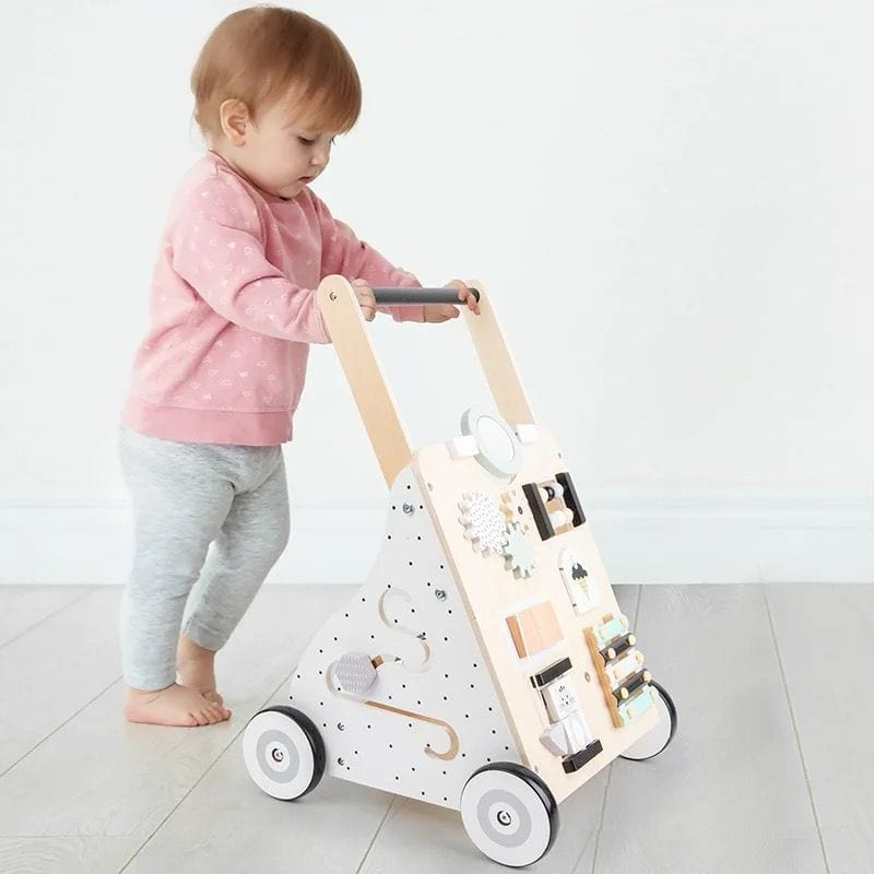 Woody Buddy Babies Woody Buddy - Walker with Busy Board - White