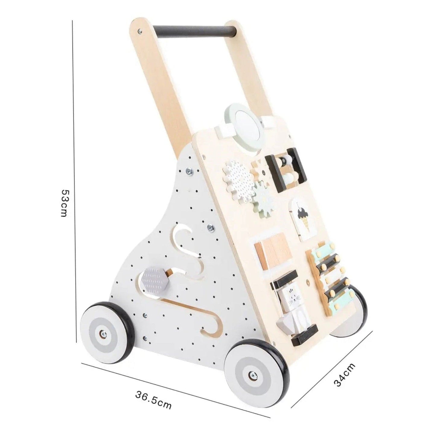 Woody Buddy Babies Woody Buddy - Walker with Busy Board - White