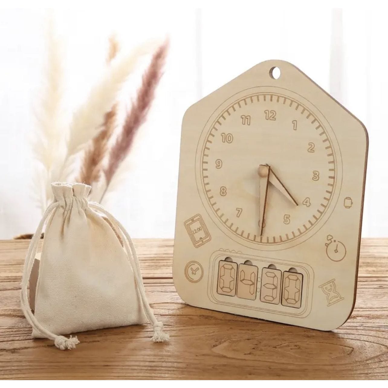 Woody Buddy Toys Woody Buddy - Learning Clock - Natural