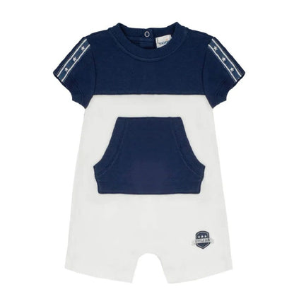 MOON 100% Cotton Short Sleeves Romper 6-9M Blue - Navy Sports