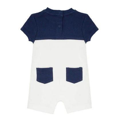 MOON 100% Cotton Short Sleeves Romper 6-9M Blue - Navy Sports