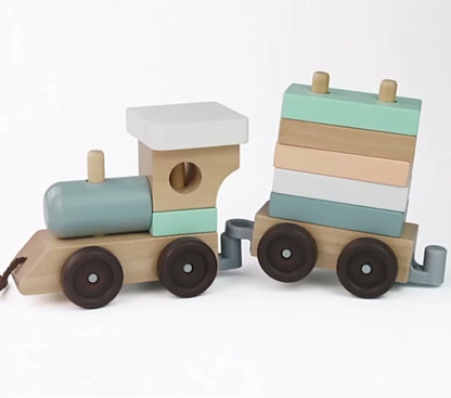 لعبة Pikkaboo Woody Buddy - لعبة قطار قابلة للسحب - باللون الأخضر