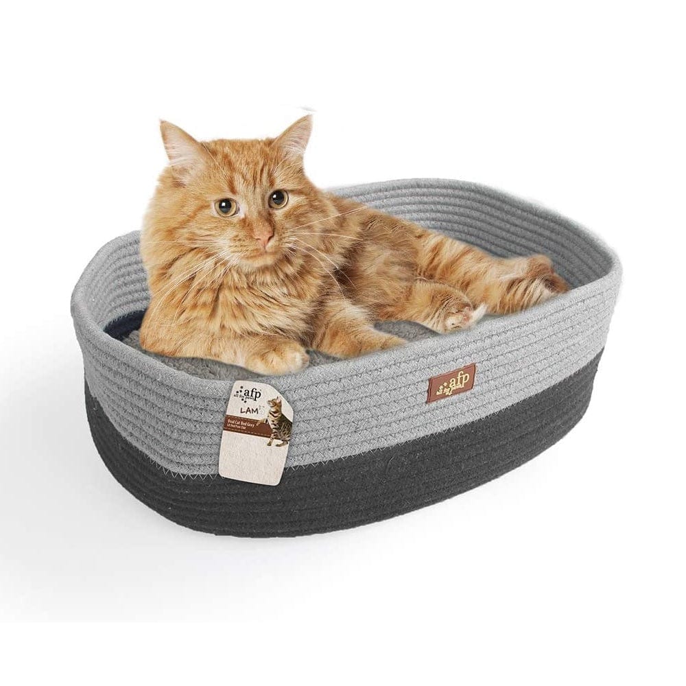 All For Paws Pet Supplies Oval Rope Cat Bed - Grey