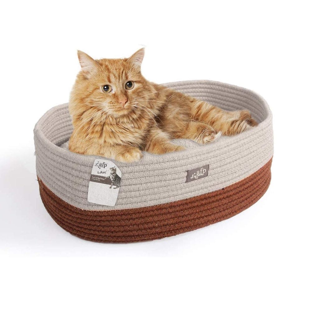 All For Paws Pet Supplies Oval Rope Cat Bed - Tan