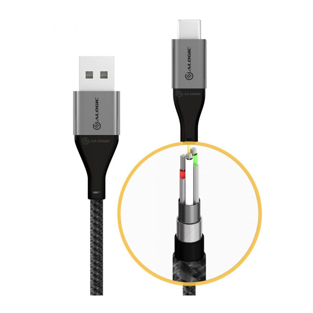 Alogic Electronics Alogic Super Ultra USB 2.0 USB-C to USB-A Cable - 30cm - 3A/480Mbps - Space Grey