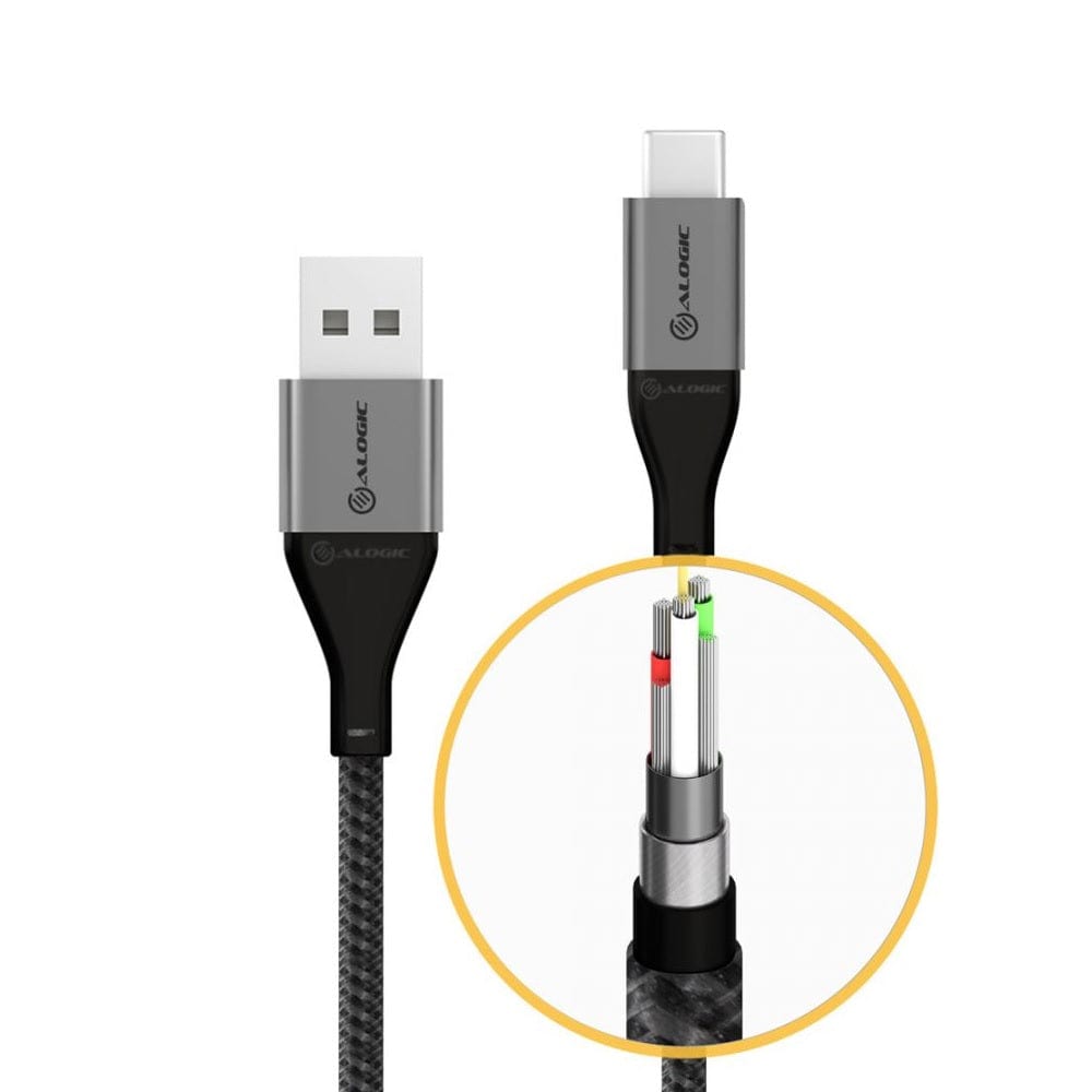 Alogic Electronics Alogic Super Ultra USB 2.0 USB-C to USB-A Cable - 3A/480Mbps - Space Grey - 1.5m