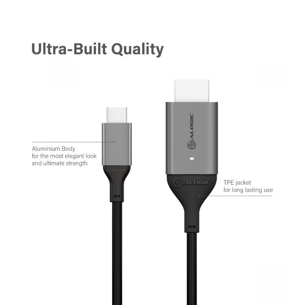 Alogic Electronics Alogic USB-C (Male) to HDMI (Male) Cable - Ultra Series - 4K 60Hz - Space Grey - 1m