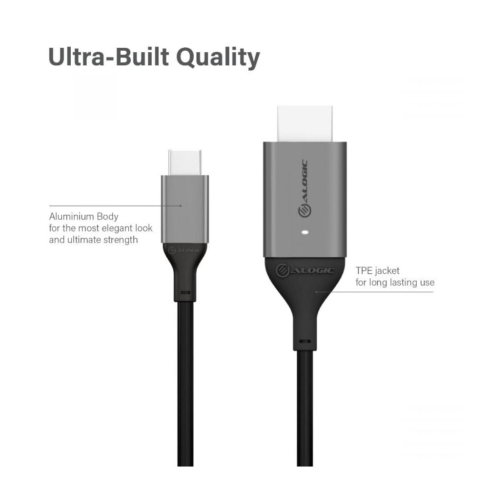 Alogic Electronics Alogic USB-C (Male) to HDMI (Male) Cable - Ultra Series - 4K 60Hz - Space Grey - 2m