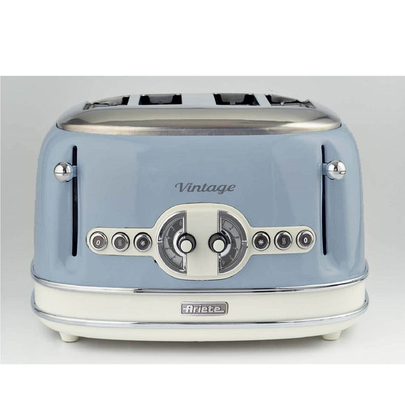 Ariete Appliances Ariete Vintage 4-Slice Toaster, Cream/Blue 0156