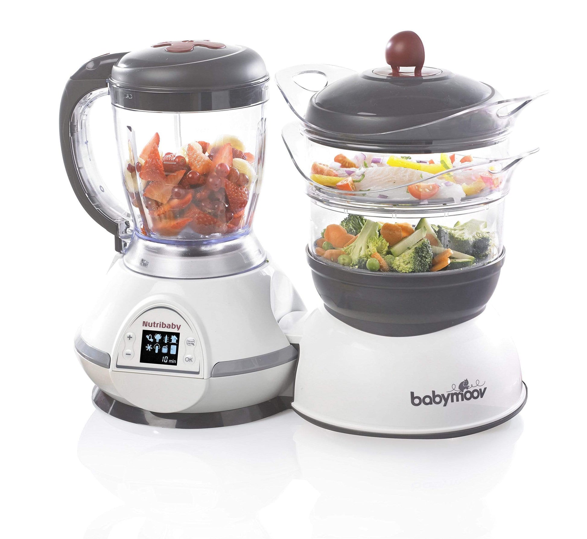 BabyMoov Babies Babymoov Nutribaby Multi-Function Baby Food Processor, Steamer, Blender and Steriliser, Cherry