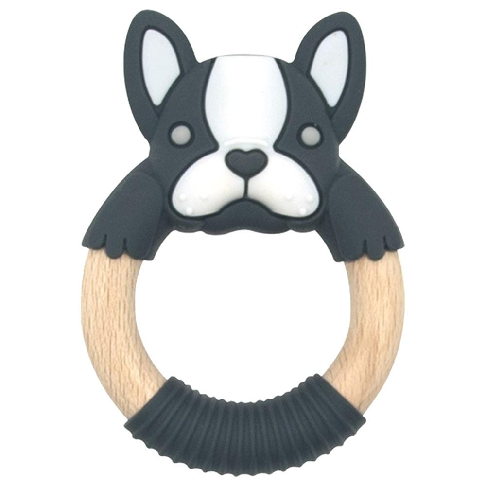 Babyworks Babies Baby works - Bibibaby Teething Ring - Boxer Frenchie - Charcoal And White