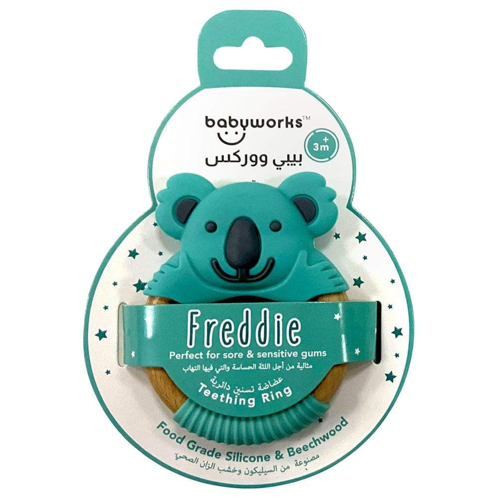 Babyworks Babies Baby works - Bibibaby Teething Ring - Kenny Koala - Mint & Grey