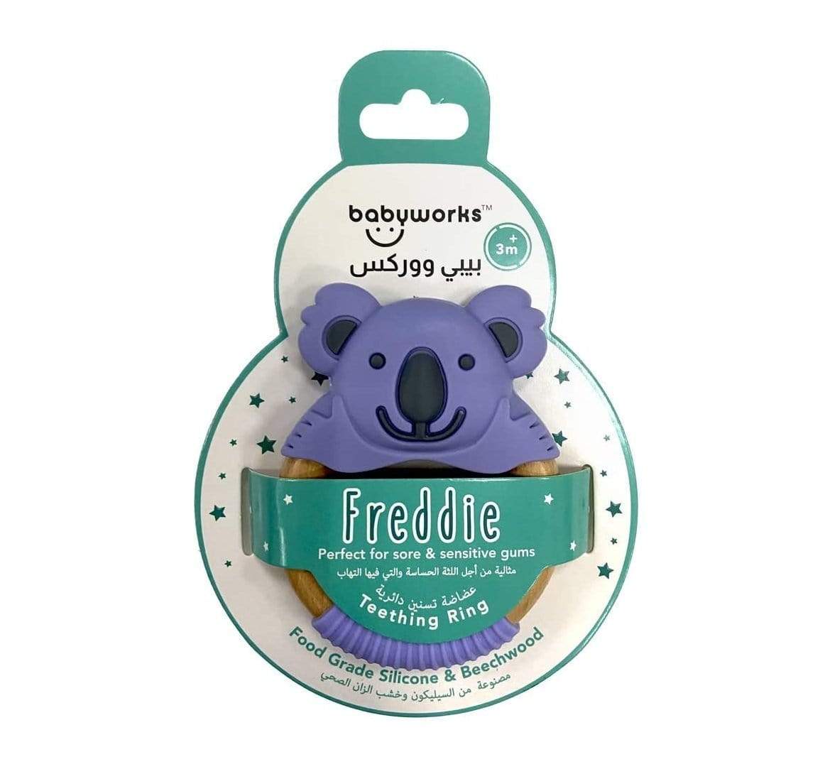 Babyworks Babies Baby works - Bibibaby Teething Ring - Kira Koala - Violet And Grey