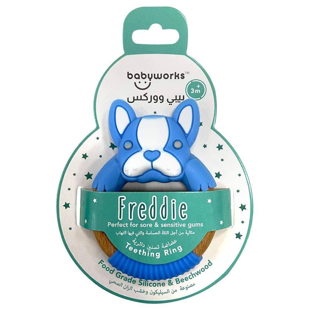 Babyworks Babies Babyworks - Bibibaby Teething Ring - Freddie Frenchy - Blue And White
