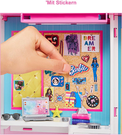 Barbie Toys Barbie Dream Closet with 30+ Pieces, Toy Closet, Features 10+ Storage Areas, Full-Length Mirror, Includes 5 Outfits, Gift for Kids 3 to 7 Years Old, Pink