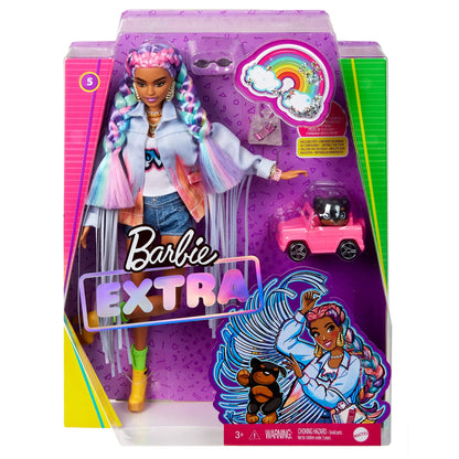 Barbie Toys Barbie Extra Doll with Long-Fringe Denim Jacket