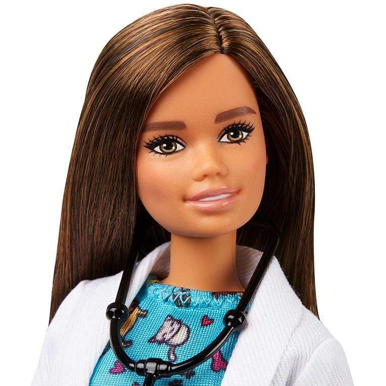 Barbie Toys Barbie® Pet Vet Doll, Brunette, Wearing Career Pet-print Dress