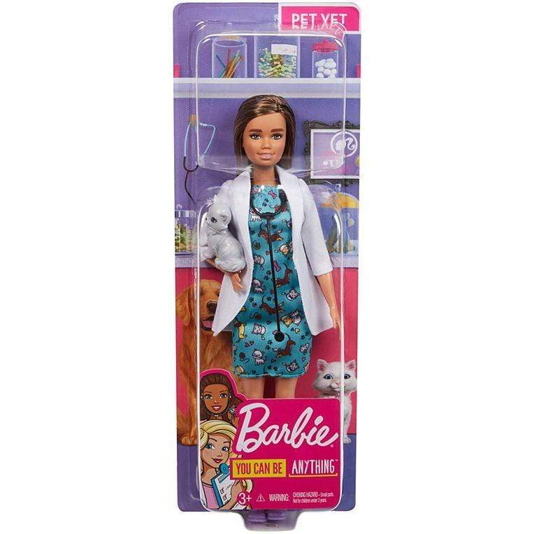 Barbie Toys Barbie® Pet Vet Doll, Brunette, Wearing Career Pet-print Dress
