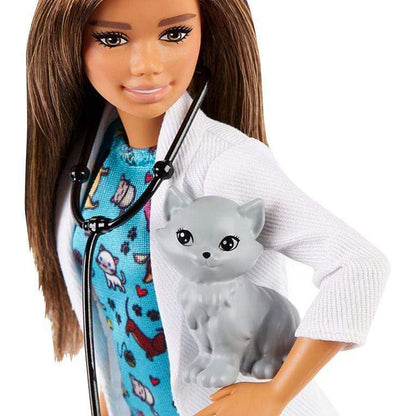 Barbie Toys Barbie® Pet Vet Doll, Brunette, Wearing Career Pet-print Dress