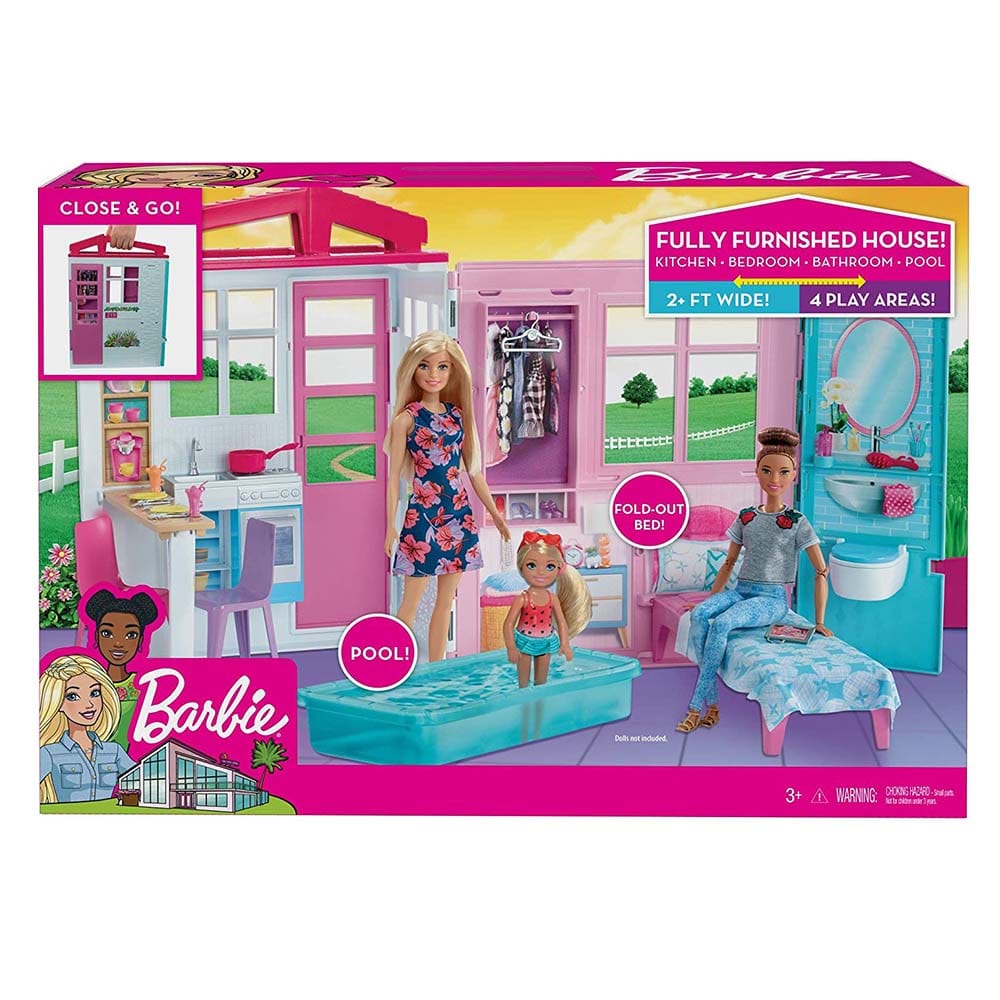 Barbie Toys Barbie - Portable Dollhouse - Furnished