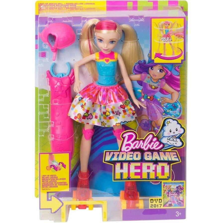 Barbie toys Barbie Video Game Hero Light-Up Skates Doll