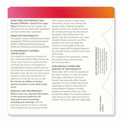 Beaphar Pet Supplies Beaphar Fiprotec for Large Dog - 4 Pipettes