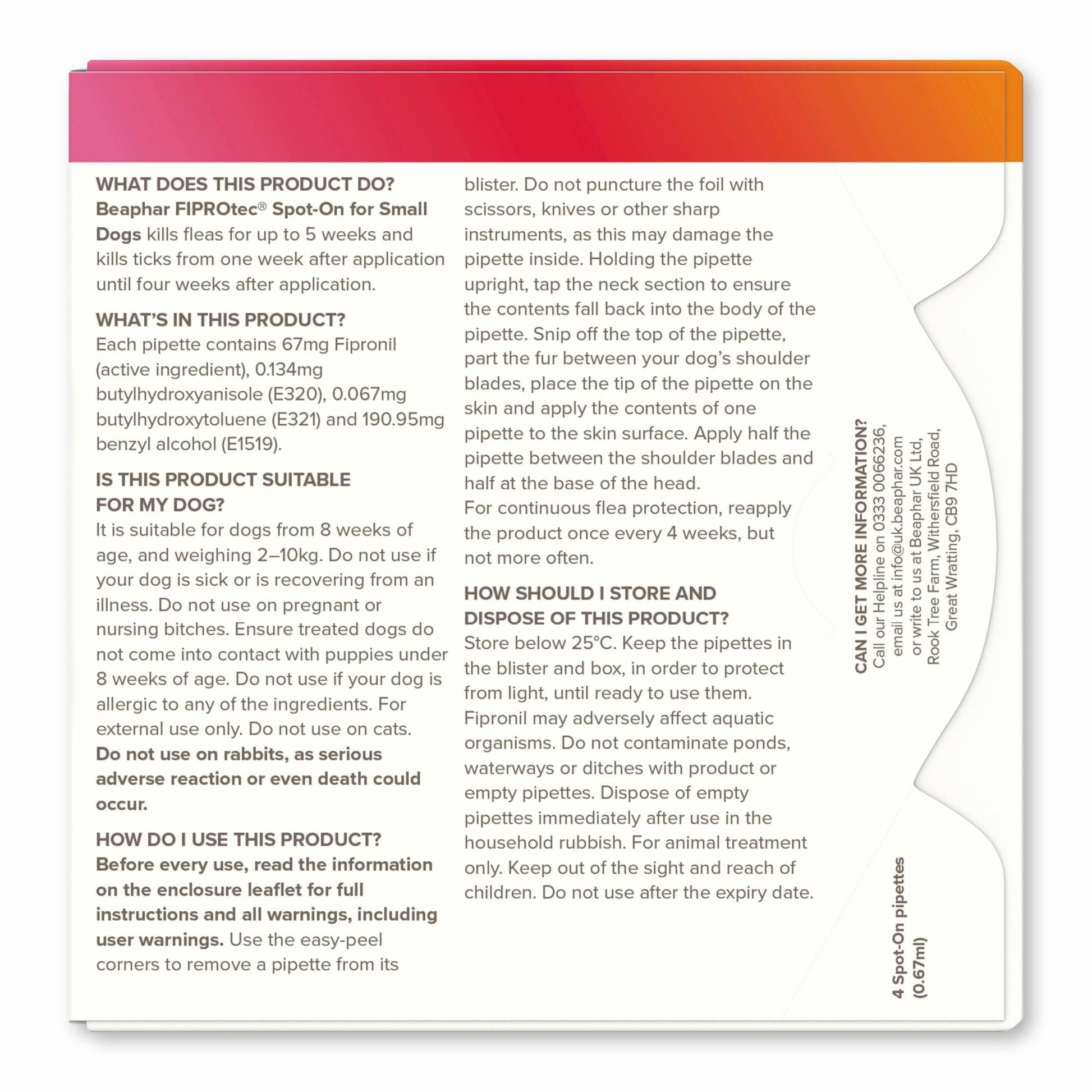 Beaphar Pet Supplies Beaphar Fiprotec for Small Dog - 4 Pipettes