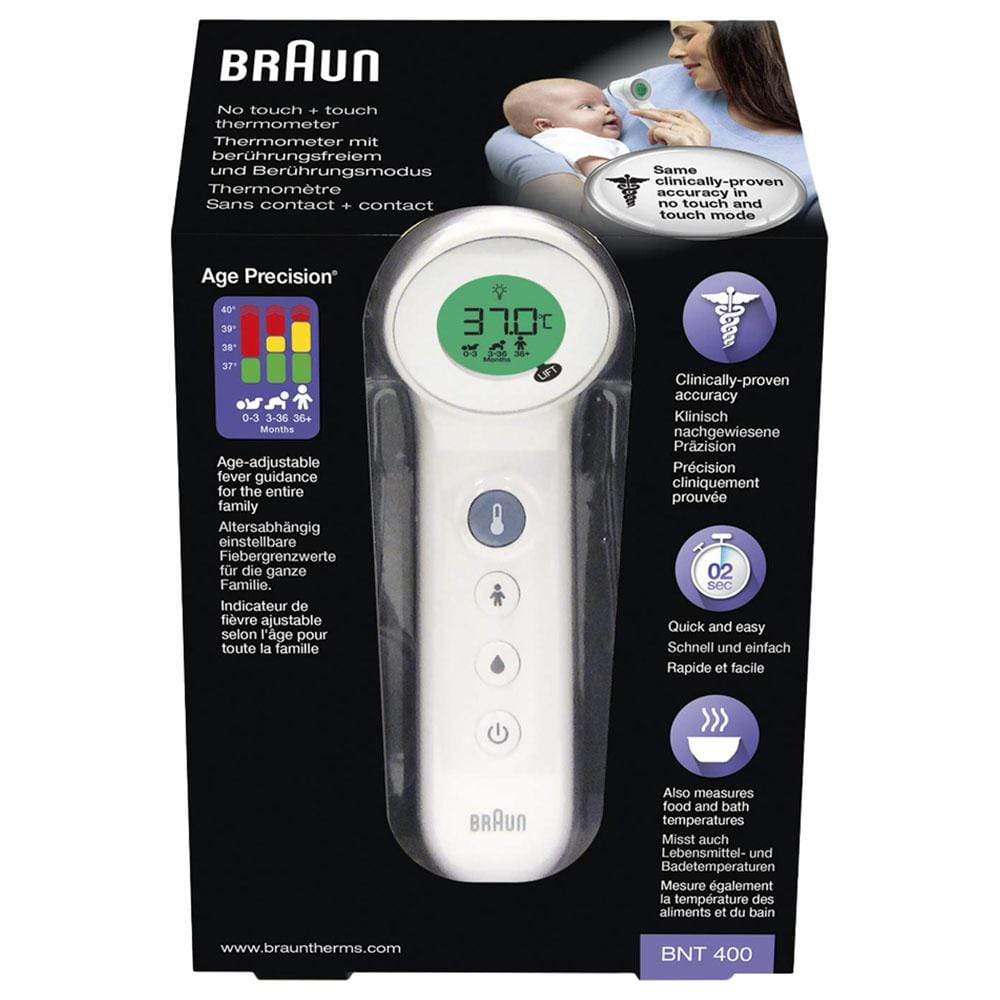 Braun Appliances Braun BNT 400 No Touch + Touch Thermometer with Age Precision - White