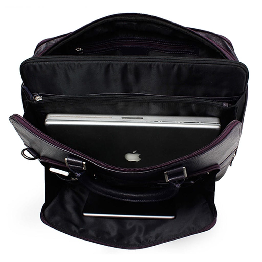 Byond Bags and Luggages Byond Premium Leather Laptop Expander Bag Model - Kibitzer (Purple)
