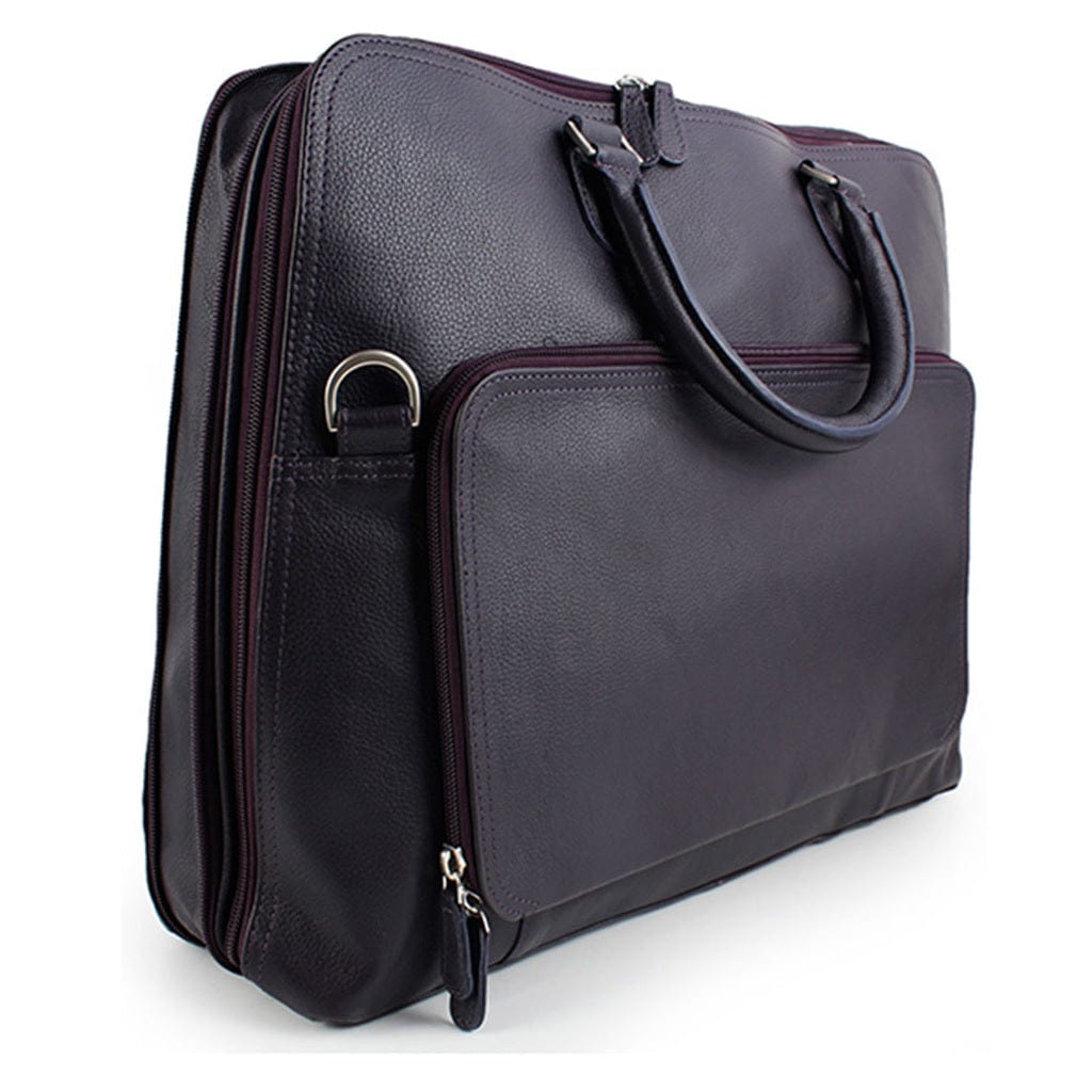 Byond Bags and Luggages Byond Premium Leather Laptop Expander Bag Model - Kibitzer (Purple)